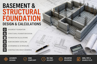 design basement foundation, structural foundation and foundation calculations