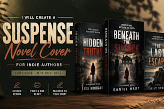 create a suspense novel cover for indie authors