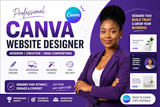 design a professional canva website canva landing page canva portfolio canva