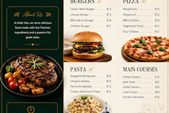 design a modern restaurant, cafe or food menu