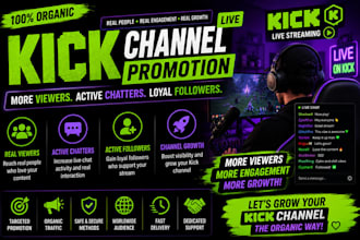 do viral kick channel promotion, twitch channel promotion for gaming community