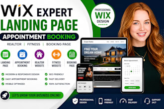 do wix landing page, appointment booking page, realtor website, fitness website