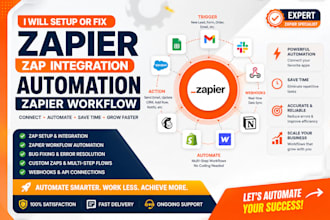 setup or fix zapier zap integration automation zapier workflow