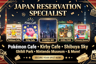 book pokémon cafe, kirby cafe, shibuya sky, ghibli park and japan reservations