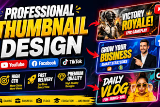 design clickable youtube, facebook and tiktok thumbnails
