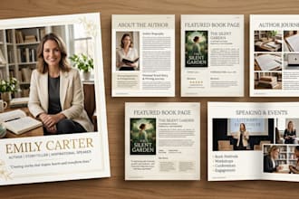 design author epk, book press kit, media kit and professional one sheet