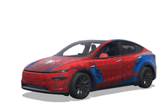send spider man wrap for tesla model y 2025 paint shop