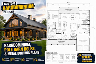 design barndominium, pole barn house and metal building plans