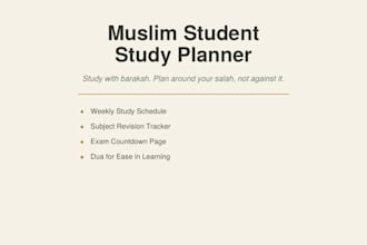 design a study planner with prayer time schedule