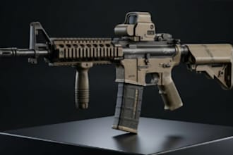 create 3d gun model, weapon asset, uv unwrap and game ready model for video game