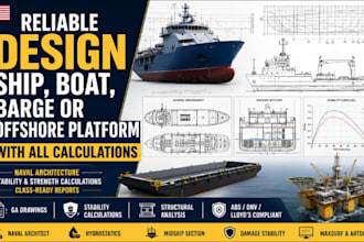 design precise ship, boat, barge and offshore platform with all calculations