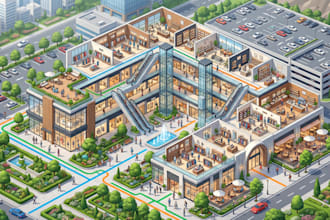 design a shopping mall wayfinding map, retail directory visitor navigation map