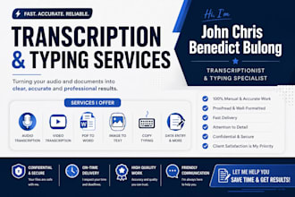 transcribe audio or video accurately and do fast typing jobs