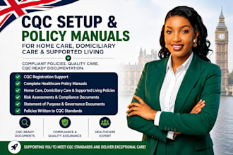 prepare cqc registration, policy manuals, statement of purposes and licensing