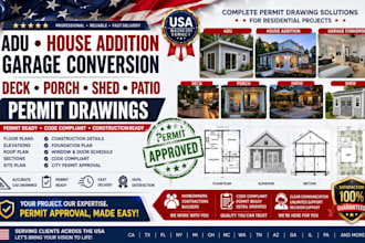 adu permit house addition garage conversion deck porch shed permit drawing patio