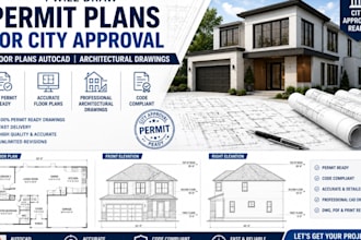 draw permit plans for city approval, floor plans autocad, architectural drawings
