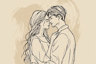 draw a minimalist couple or family line art portrait