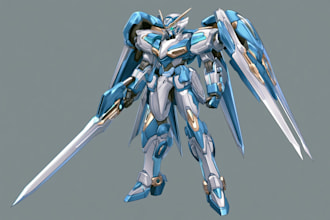 illustration and concept mecha, gundam, and robot