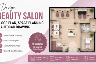 design beauty salon floor plan, space planning autocad drawing