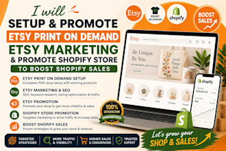 setup etsy print on demand esty marketing promote shopify store boost shopify