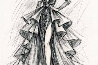 creat unique fashion sketches of clothes