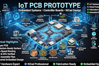 create prototype pcb for iot, embedded system and controller board application