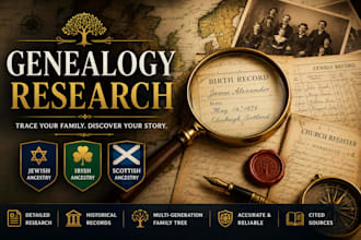 do geanealogy research on jewish, scottish, ireland ancestry and citation record