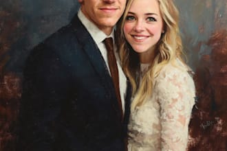 illustrate a romantic family couple portrait