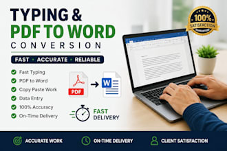 do fast and accurate typing, copy typing and PDF to wordi