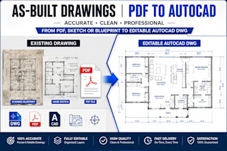 create as built drawings in autocad from PDF or sketch