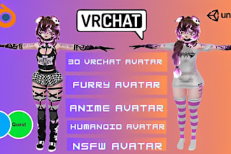 create custom vrchat avatar, vr avatar, vrc commission, furry avatar, 3d model