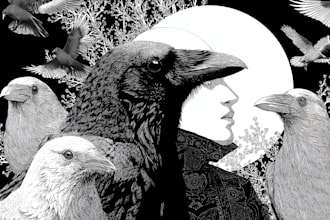 draw simple black and white illustration