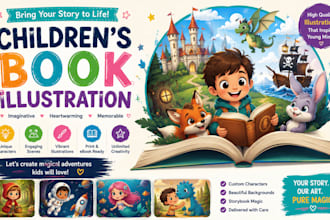 design unique character  for kids book children storybook illustration
