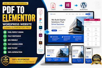 convert PDF to elementor pro, figma PSD xd to wordpress website