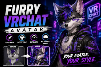 customize, retexture, fix and optimize your furry vrchat avatar