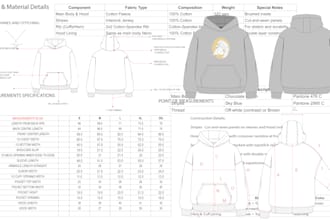 make garment tech pack with measurement spec and bom