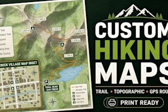 design custom hiking maps, village maps, tail maps and  topographic maps