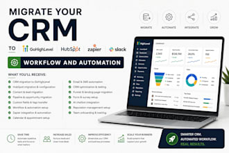 migrate your crm to gohighlevel, hubspot, zapier, slack, workflow and automation