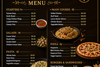 design a professional restaurant menu in canva