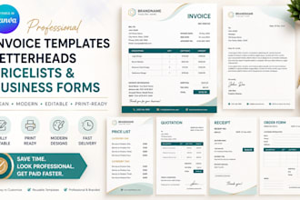 design editable canva invoice templates, letterheads, pricelists, business forms
