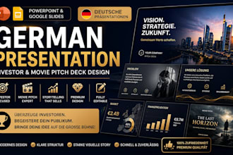 german powerpoint presentation google slides investor movie pitch deck design