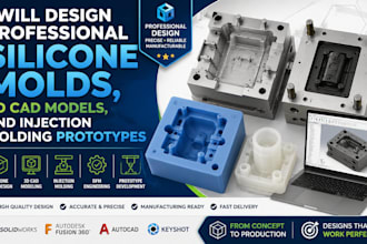design professional silicone molds, 3d cad models, and injection molding