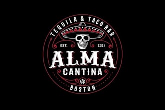 design skull mexican restaurant food logo