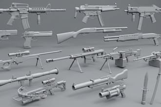animate, rigging and model 3d weapon for unreal engine and unity game
