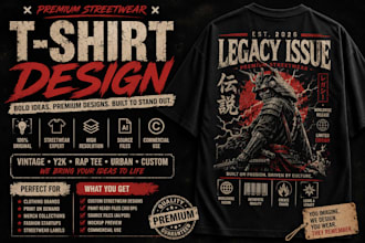 create custom streetwear t shirt design, vintage graphic tee and y2k apparel