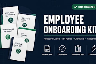 create professional employee onboading kit, handbook and new hire document