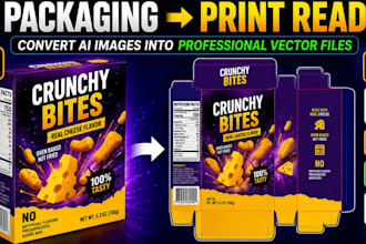 convert ai to vector, print ready label, packaging for food snack and brand