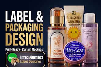 design professional beauty label and cosmetic packaging