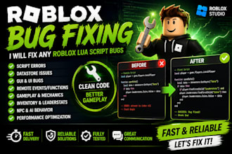 fix roblox lua script bugs, datastore, gui, a