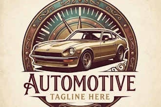 high quality classic racing car logo with unlimited revision